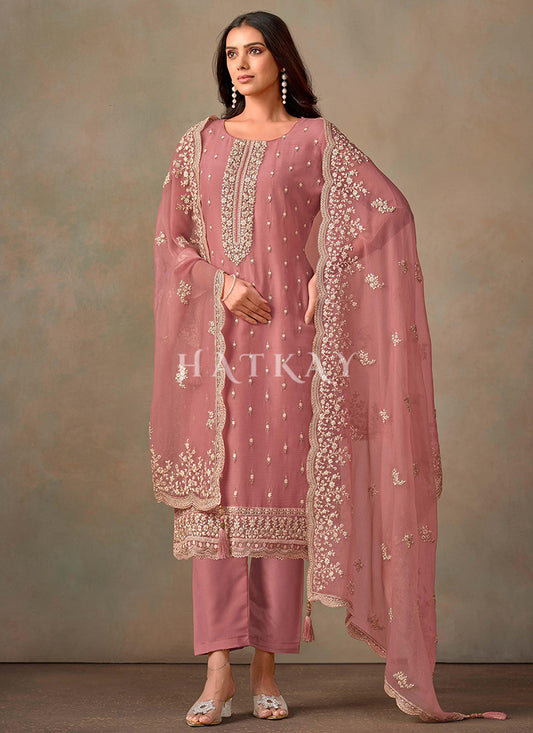 Pink Embroidery Salwar Kameez Suit