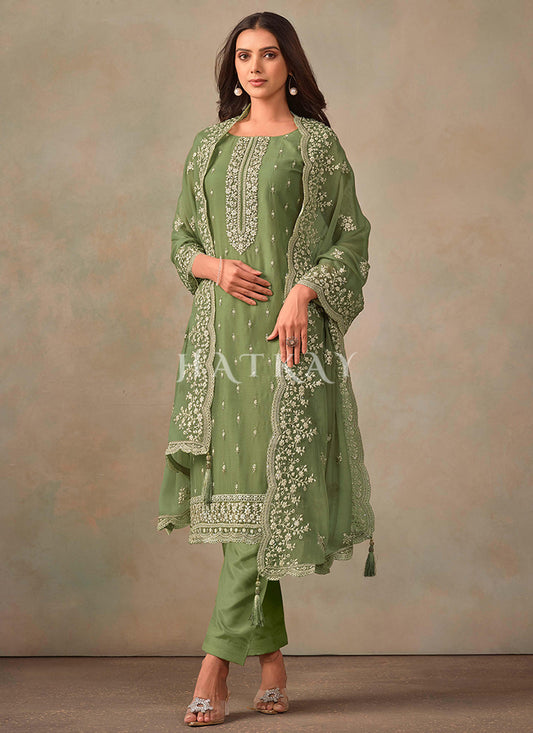 Light Green Embroidery Salwar Kameez Suit