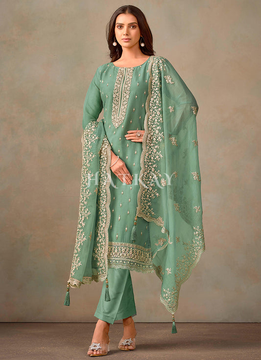 Sea Green Embroidery Salwar Kameez Suit