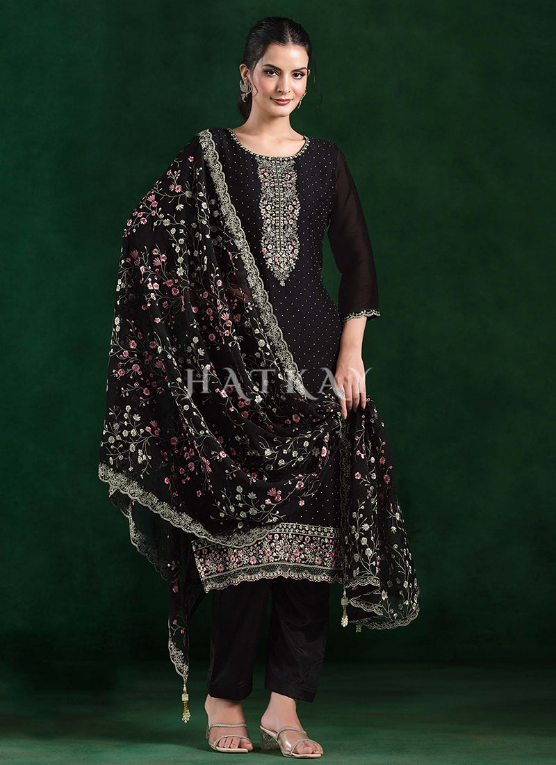Black Embroidery Salwar Kameez Suit