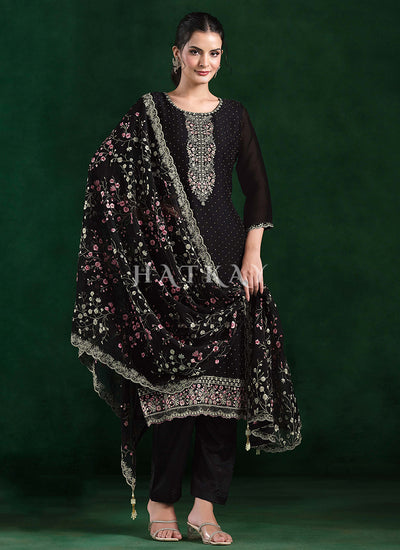 Black Embroidery Salwar Kameez Suit