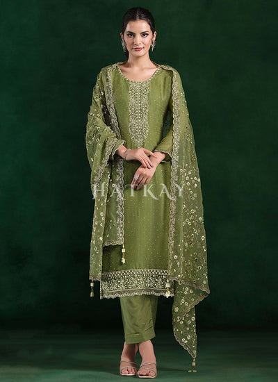 Green Embroidery Salwar Kameez Suit