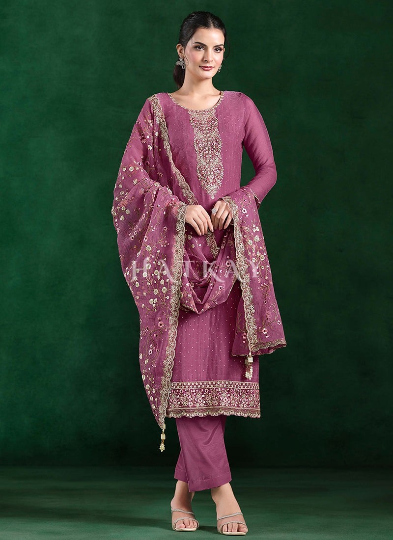 Pink Embroidery Salwar Kameez Suit
