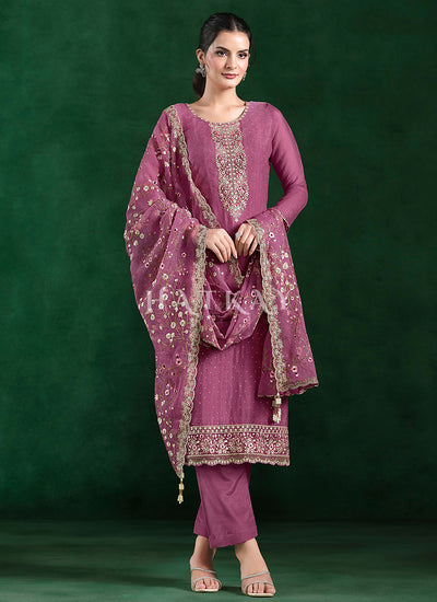 Pink Embroidery Salwar Kameez Suit