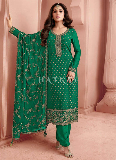 Green Embroidery Pant Style Suit