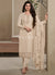 Cream Beige Embroidered Straight Cut Suit
