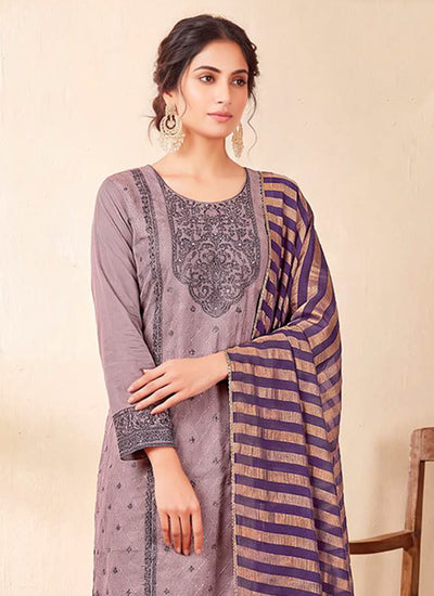 Mauve Embroidery Traditional Salwar Suit