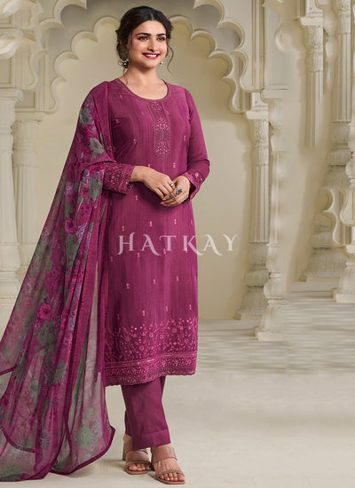 Rani Pink Embroidery Pakistani Style Suit