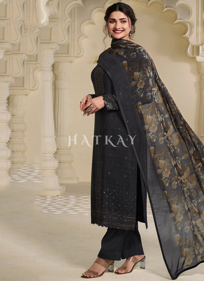 Black Embroidery Pakistani Style Suit