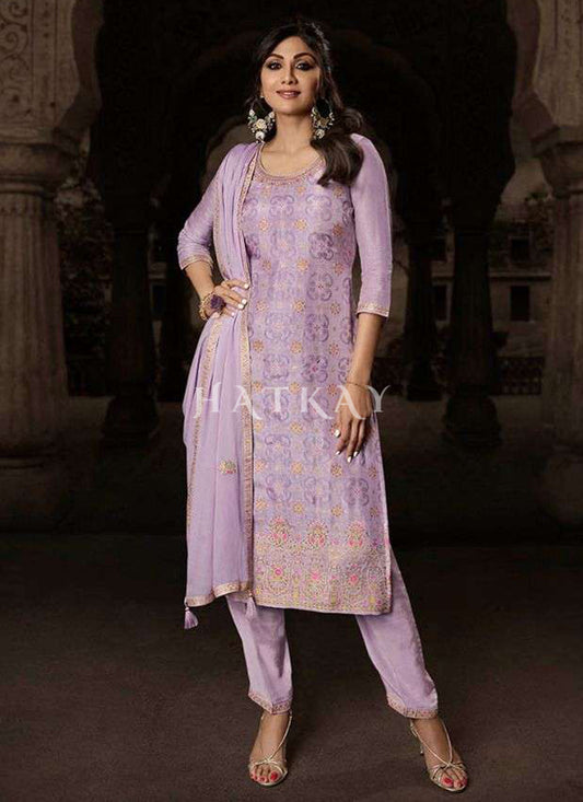 Lavender Embroidered Salwar kameez