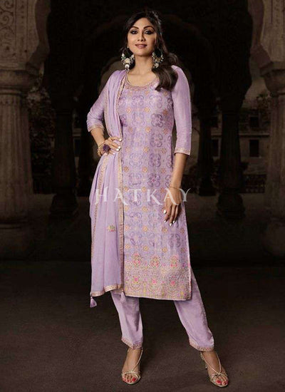 Lavender Embroidered Salwar kameez