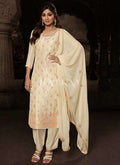 Ivory Beige Embroidered Salwar kameez