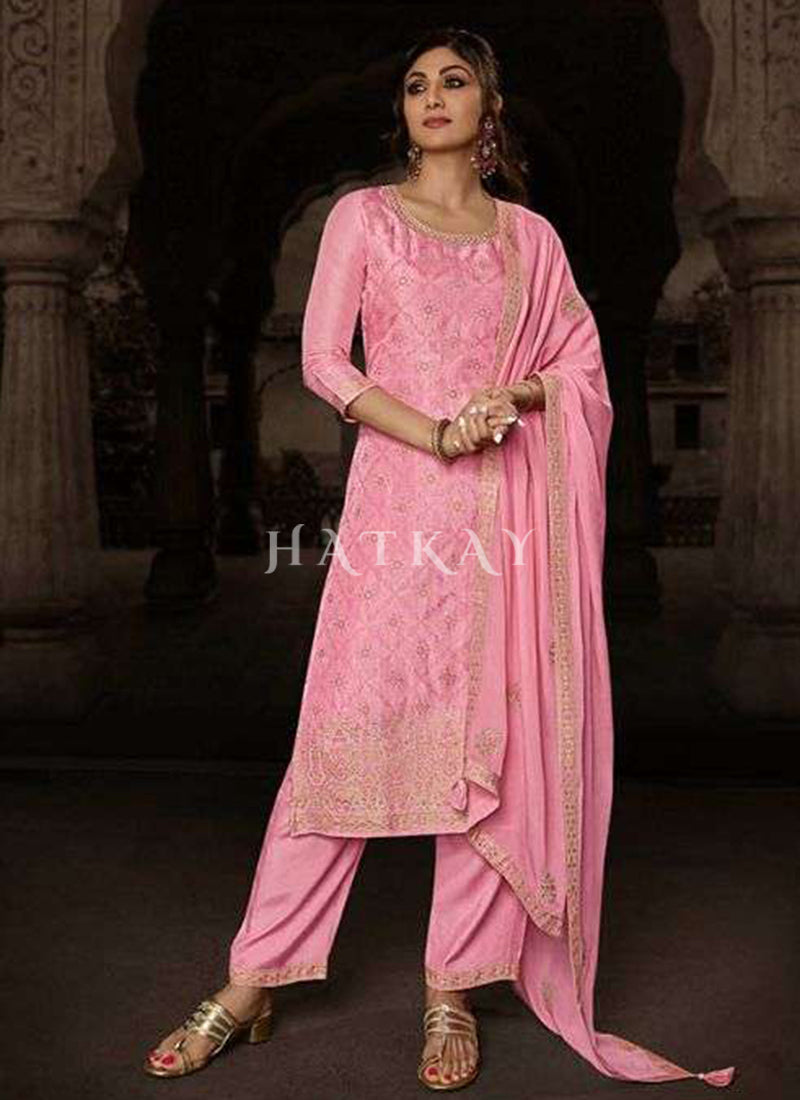 Pink Embroidered Salwar kameez