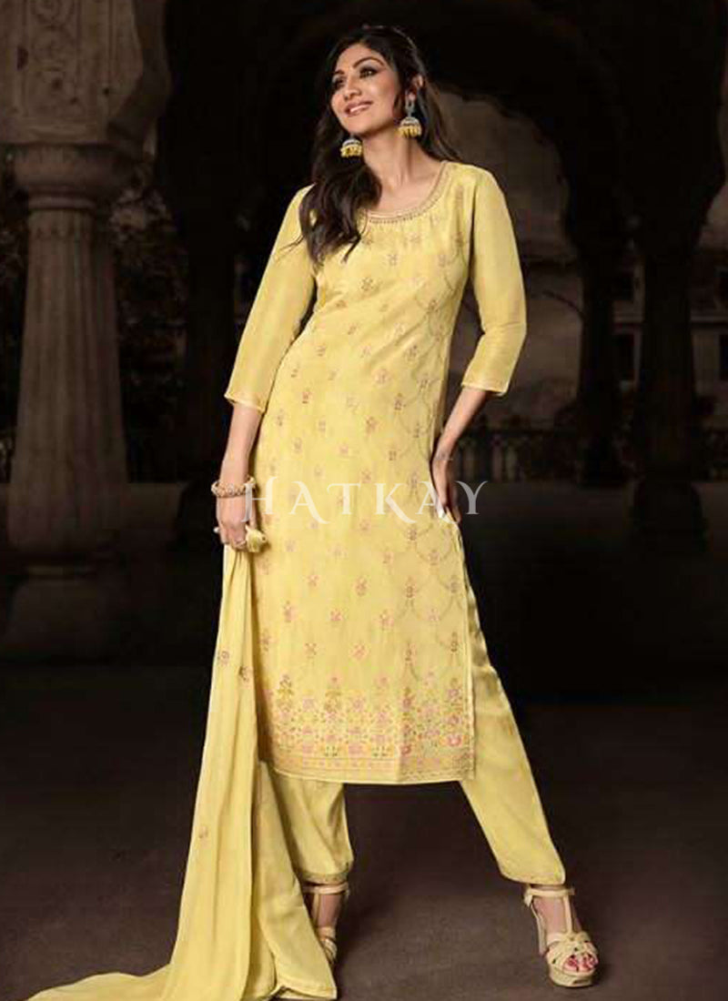 Yellow Embroidered Salwar kameez