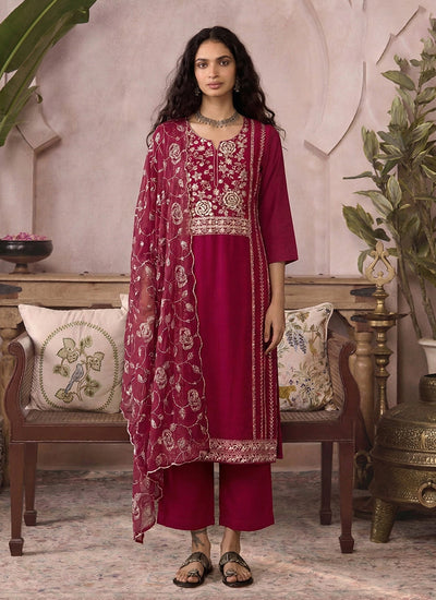 Pink Embroidered Pakistani Style Pant Suit