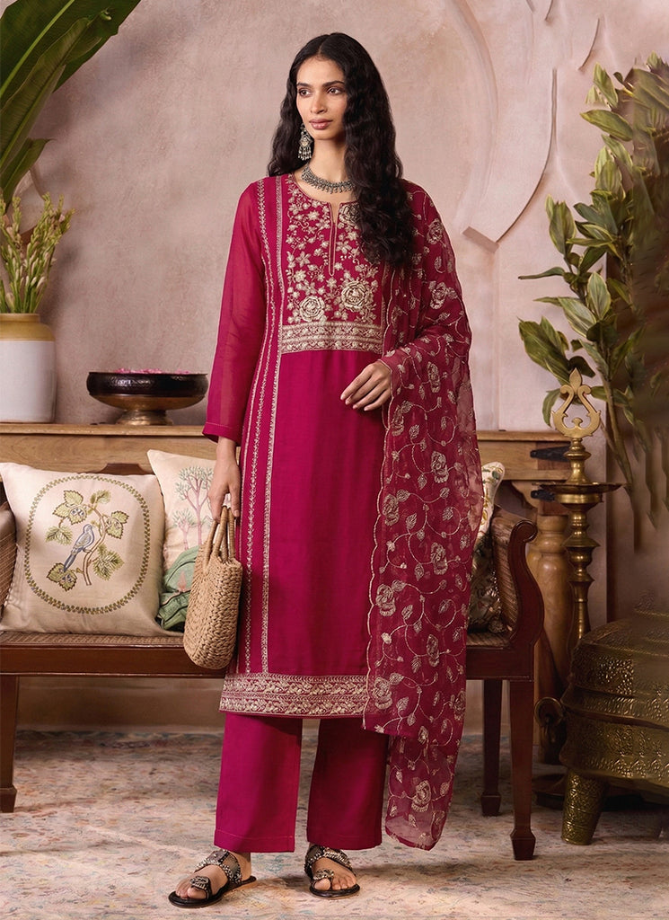 Pink Embroidered Pakistani Style Pant Suit