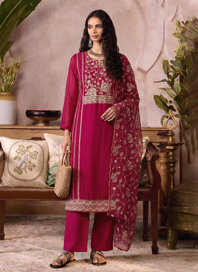 Pink Embroidered Pakistani Style Pant Suit