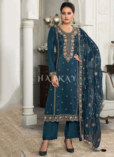 Turquoise Multi Embroidery Pakistani Suit