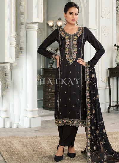 Black Multi Embroidery Pakistani Suit