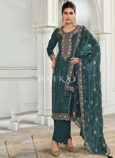 Green Multi Embroidery Pakistani Suit