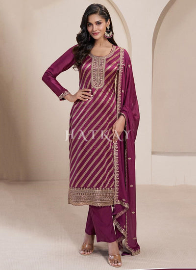 Deep Wine Embroidery Salwar Suit