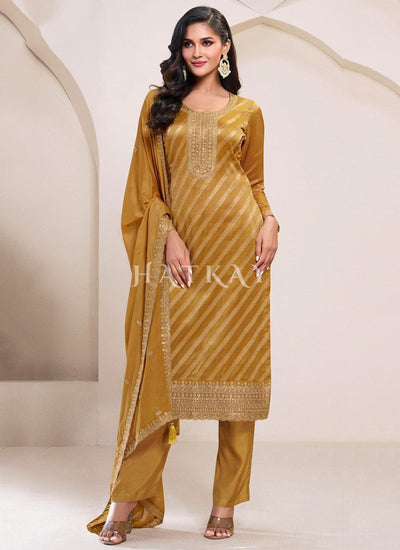 Golden Yellow Embroidery Salwar Suit