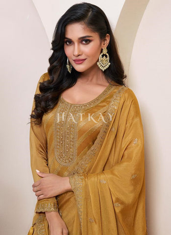 Golden Yellow Embroidery Salwar Suit