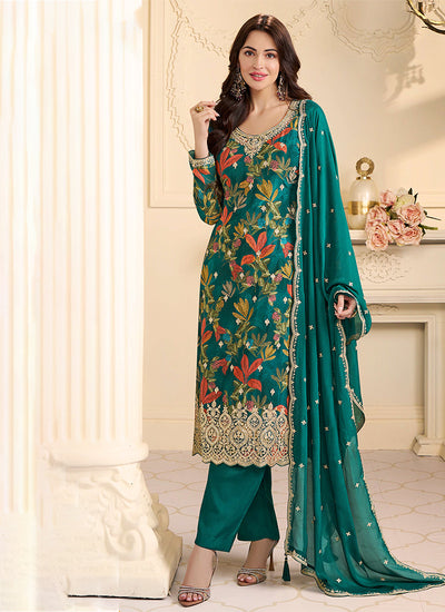 Dark Green Embroidery Salwar Suit