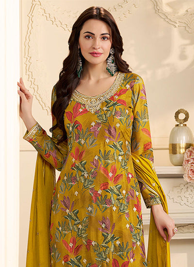 Yellow Embroidery Salwar Suit