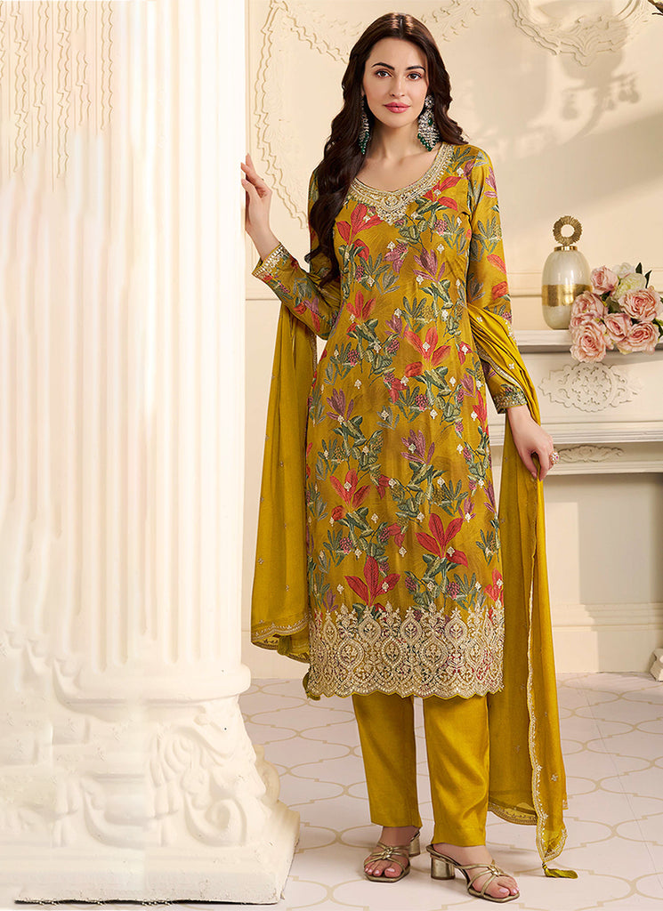 Yellow Embroidery Salwar Suit