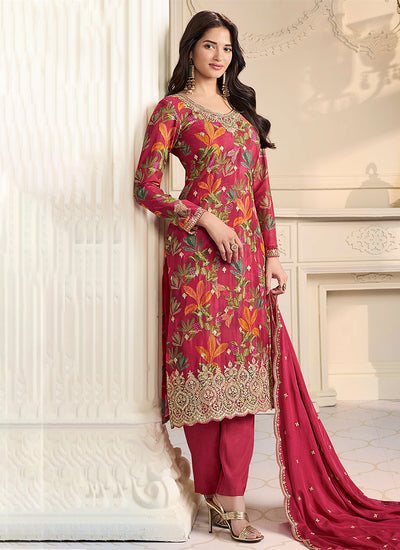 Red Embroidery Salwar Suit