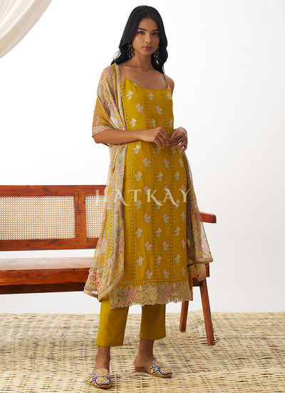 Yellow Chikankari Embroidery Salwar Suit