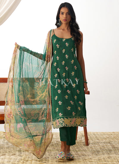 Green Chikankari Embroidery Salwar Suit
