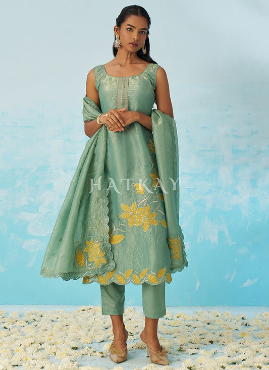 Sea Green Embroidery Salwar Kameez Suit