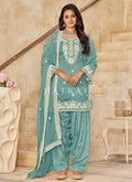 Sky Blue Embroidered Salwar Suit