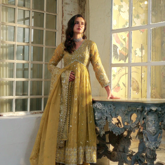 Sunehri – Golden Yellow Anarkali Lehenga Set
