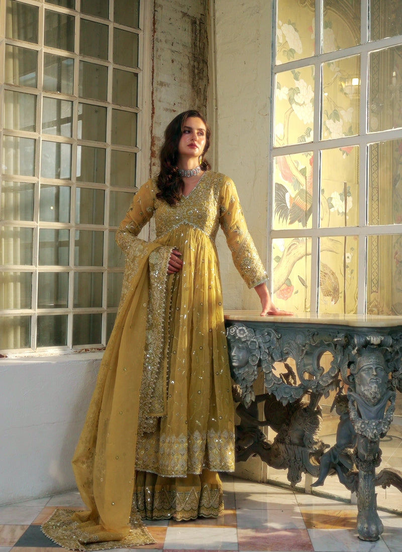 Sunehri – Golden Yellow Anarkali Lehenga Set