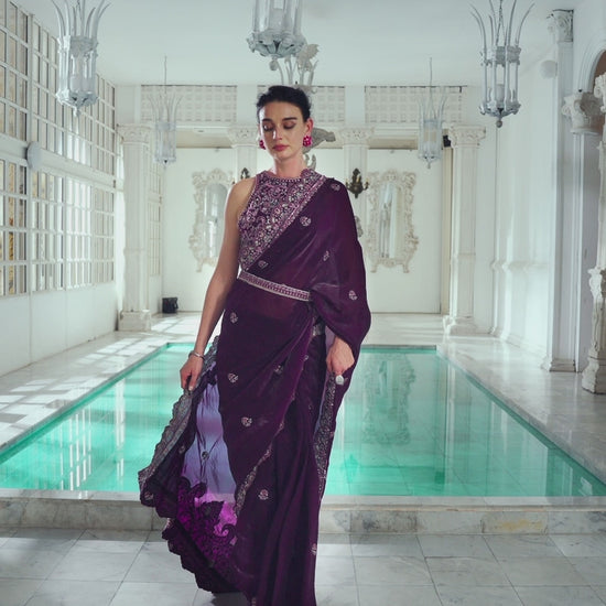 Nazaakat – Wine Saree & Blouse