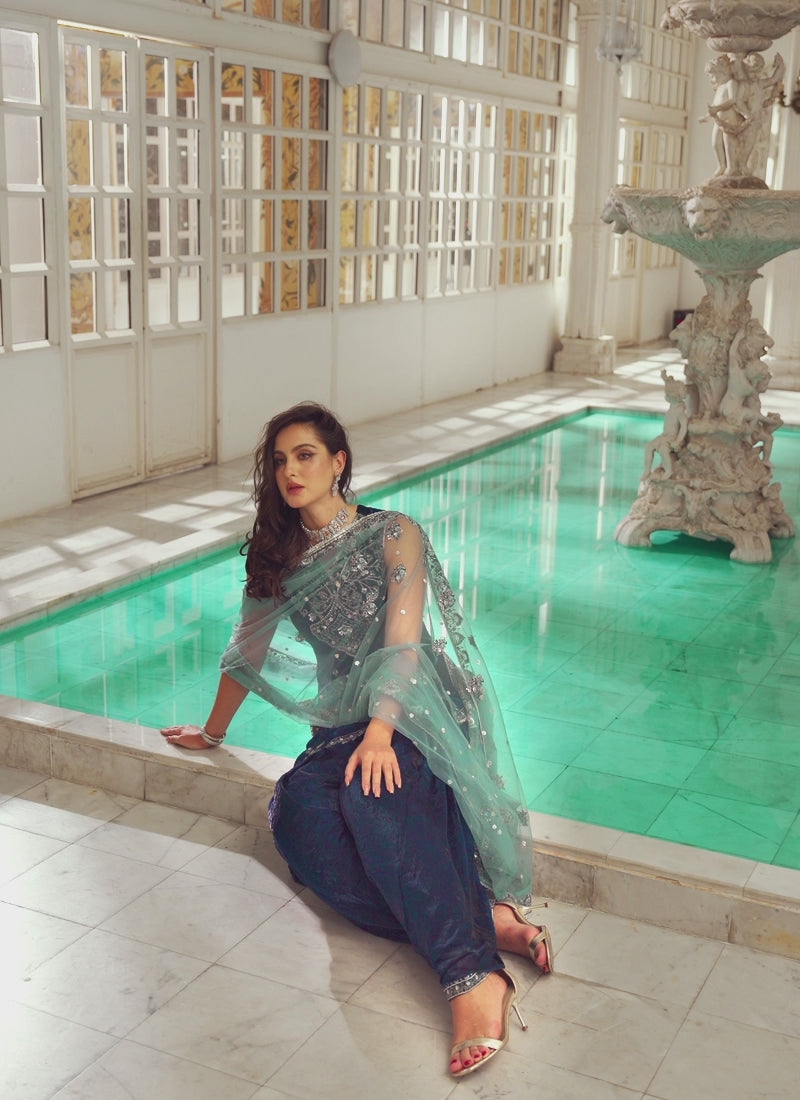 Mehr – Teal Blue Patiala Set