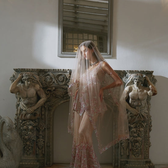 Gul Bahar – Soft Peach Peplum Sharara Set