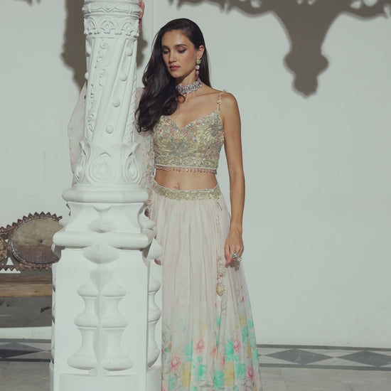 Manjari – Ivory Lime Lehenga Set