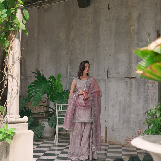 Suroor – Rose Mauve Sharara Set