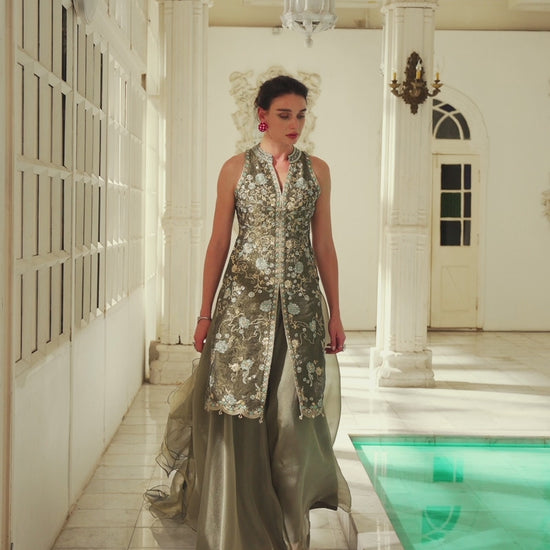 Rua – Olive Mist Sharara Set