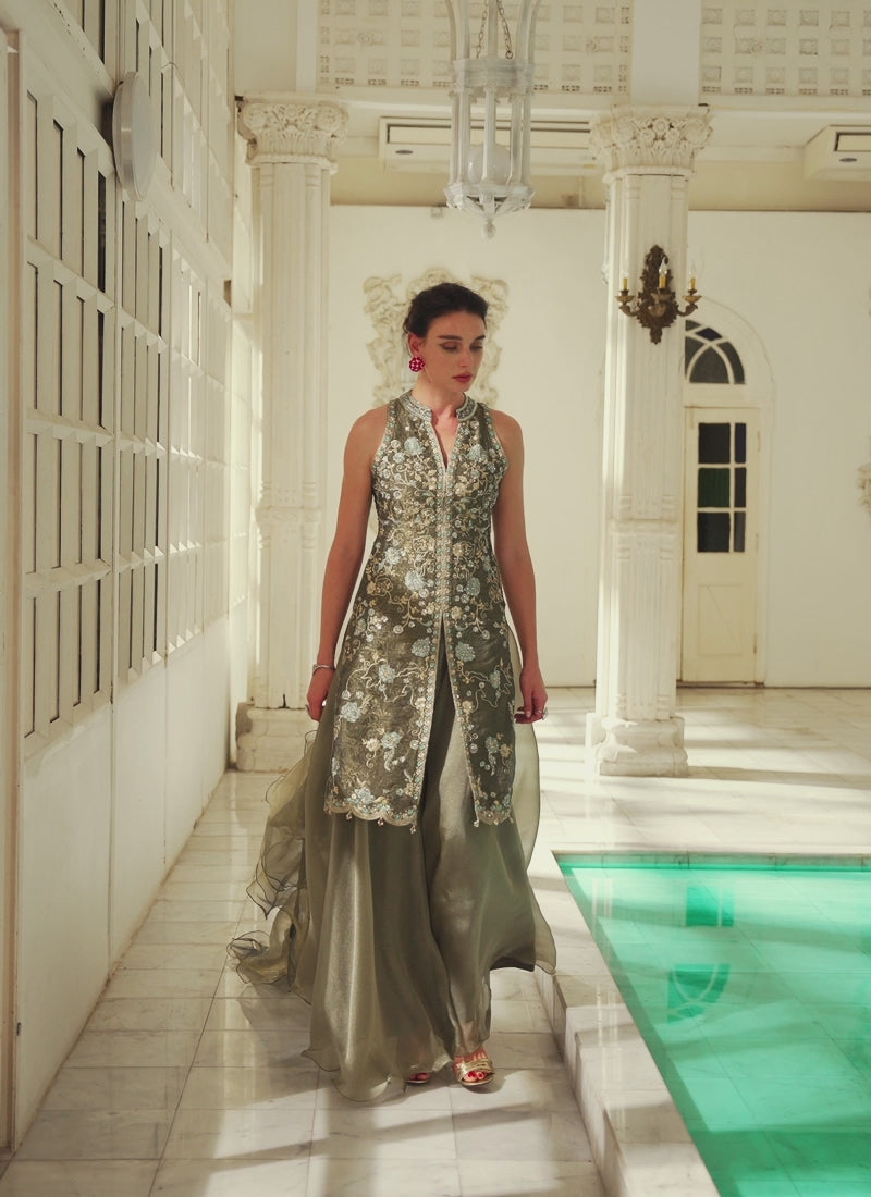 Rua – Olive Mist Sharara Set