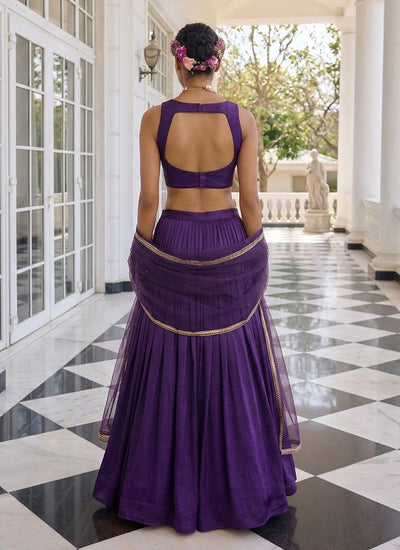 Purple Embroidery Party Wear Lehenga Choli