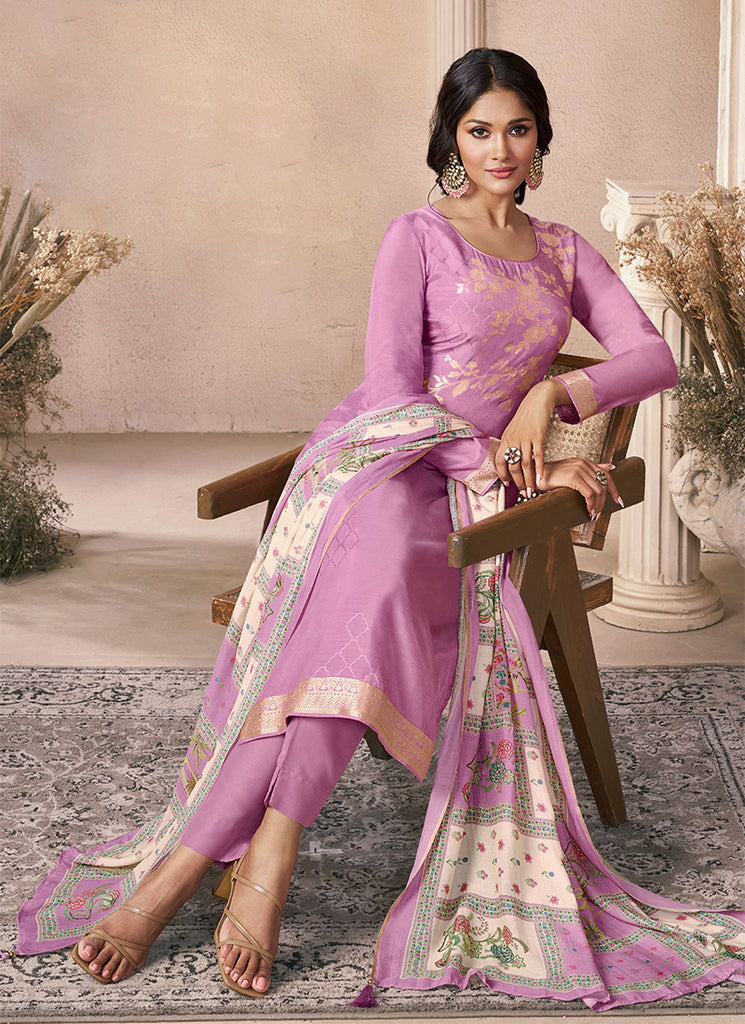 Iris Purple Silk Pant Style Suit