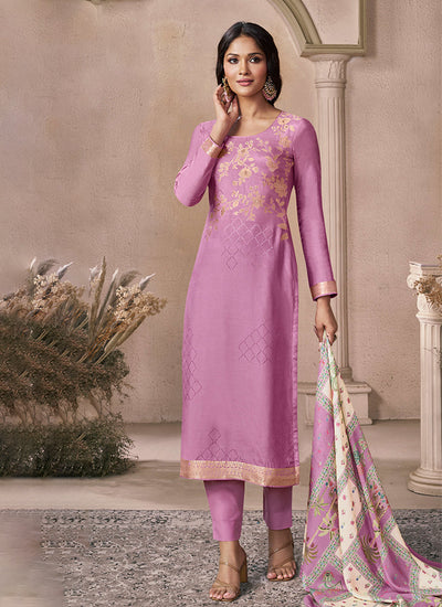 Iris Purple Silk Pant Style Suit