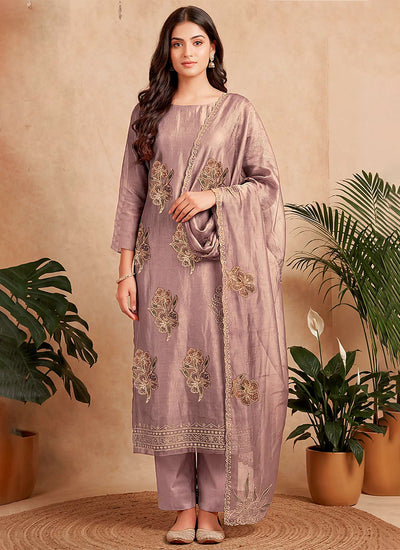 Dusty Mauve Embroidered Salwar Kameez