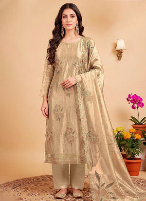 Antique Gold Embroidered Salwar Kameez