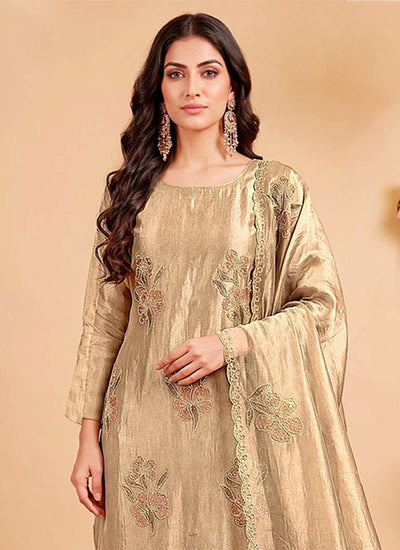 Antique Gold Embroidered Salwar Kameez